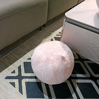 菲菲熊ins北欧风格毛球球抱枕彩色兔毛绒长毛球形靠枕沙发装饰靠垫 粉色 30cm(650g)