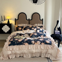                                                                                 黛琳贝尔法式浪漫复古公主风水洗棉床上四件套高级感双层花边被套床单床品 莫奈庄园 1.5m床单款四件套-被套200*230cm