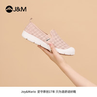 快乐玛丽（J&M）运动鞋子女鞋2024春夏网面透气软底轻便一脚蹬健步鞋老年鞋女 粉红色(晒图送20元红包） 36