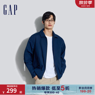 Gap 盖璞 男装2024春季拉链口袋翻领休闲夹克百搭高级感外套884844 海军蓝 185/104A(XXL)亚洲尺码