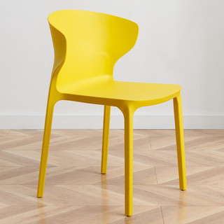 和大人餐椅塑料椅子办公凳靠背休闲椅家用书桌椅卧室化妆椅简易小椅子 黄色 加强加厚破损必赔