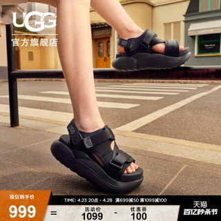 UGG 夏季新款女士休闲舒适厚底露趾时尚魔术贴设计凉鞋 1152688