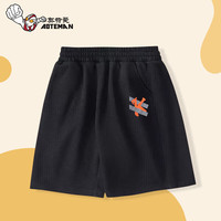 奥特曼衣服男童夏季薄款纯棉短裤男童女童时尚休闲运动裤百搭裤子 黑色-K字 100码身高90-100cm