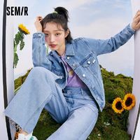 百亿补贴：Semir 森马 ZB森马夹克女时尚舒适牛仔外套水洗做旧2021春季新款男友风上衣