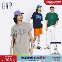 Gap 盖璞 男装2024春夏撞色LOGO简约基础款圆领纯棉短袖T恤465796