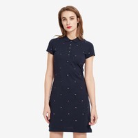 TOMMY HILFIGER 女装时尚通身刺绣旗标POLO翻领短袖连衣裙27857