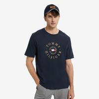 TOMMY HILFIGER 男纯棉时尚简约徽章刺绣LOGO透气短袖T恤78J4935