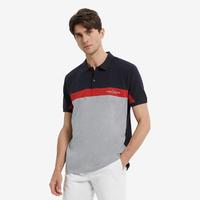 TOMMY HILFIGER 男装休闲珠地棉拼色印花翻领透气短袖POLO衫23953