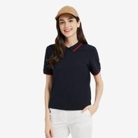 TOMMY HILFIGER 女装简约舒适透气镶边翻领拉链短袖POLO衫33916