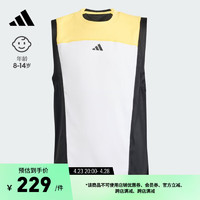 adidas舒适撞色网球运动背心女大童儿童夏季阿迪达斯 白/亮黄/黑色 164CM