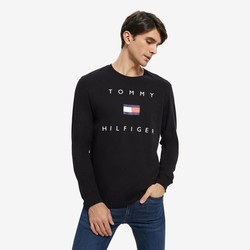 TOMMY HILFIGER 汤米·希尔费格 男装纯棉醒目字母旗标印花圆领长袖T恤C8878J4575