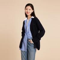 TOMMY HILFIGER 23秋冬女纯棉简约纽扣V领合身针织开衫外套02679