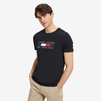 TOMMY HILFIGER 男装纯棉时尚字母色块印花透气修身短袖T恤01833