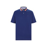 TOMMY HILFIGER 男装时尚透气珠地棉拼色翻领宽松短袖POLO衫J4773