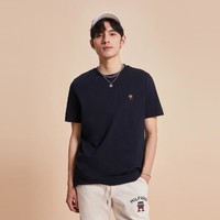 TOMMY HILFIGER 男纯棉平纹休闲简约字母刺绣舒适短袖T恤30054