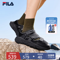 FILA 斐乐男鞋 MARS SANDAL复古凉鞋2024夏季火星凉鞋 黑-BK 42