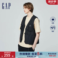 Gap 盖璞 男装2024春季logo多口袋工装风拉链背心外套马甲877479 黑色 170/92A(M)亚洲尺码