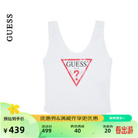 GUESS【李孝利同款】24年夏季女士圆弧下摆工字背心-YO2K2441 WHT-白色 XS