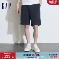 Gap 盖璞 男装2024夏季法式圈织柔软logo抽绳短裤宽松休闲裤889603 深灰色 165/76A(S)亚洲尺码