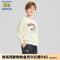 SKECHERS 斯凯奇 新年童装男女童针织2024落肩卫衣红龙年本命年衣服L124K046 奶油米白/00NA 160cm