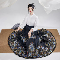 星河汉歌（江山雪）2024年夏新中式马面裙中国风汉服女装小个子半身裙 藏青色 S80~100斤