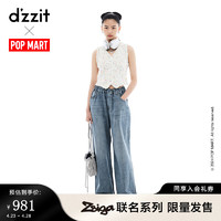 DZZIT【泡泡玛特联名款】地素牛仔裤2024夏季水洗阔腿裤子女 蓝色 S