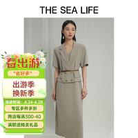 THE SEA LIFE欧海一生 立体感连衣裙24夏季气质浪漫感配腰带PB1135 微光绿 L