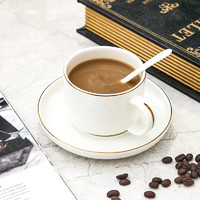 YUHANGCIYE 裕行 白玉咖啡杯套装描金白色240ml茶杯办公室陶瓷咖啡杯