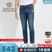 Raidy Boer/雷迪波尔【弹力棉】春夏新男装烫印水洗牛仔裤6009-50 蓝色  32（32）