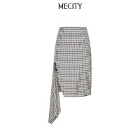 MECITY 女士夏季新款时尚显瘦设计感不规则格子半裙女546239