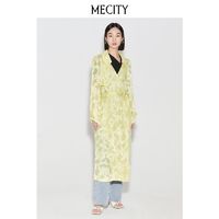 百亿补贴：MECITY 女士夏季新款立体印花长袖风衣精致女梭织长款外套