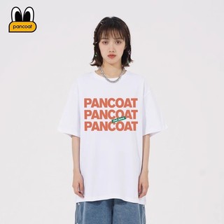 百亿补贴：PANCOAT 盼酷 美式英文印花短袖t恤男夏季潮牌高街宽松情侣半袖上衣服