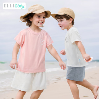 ELLE BABY 儿童T恤速干纯色透气中大童夏装儿童薄款短袖上衣宝宝衣服T