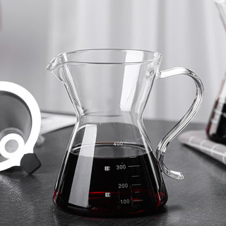 青喜优 玻璃手冲咖啡壶高硼硅玻璃分享壶家用玻璃茶壶咖啡器皿 小号S把咖啡壶 400ml