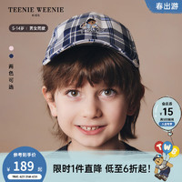 TEENIE WEENIE Kids小熊童装24早春男女童经典撞色格纹鸭舌帽子 藏青色 M