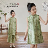 LUSON 陈大猪女童套装2024儿童新中式国风连衣裙两件套竹叶青110 110cm