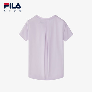 FILA【抗紫外线UPF50+】FILA斐乐儿童2024夏季中大童凉感T恤女童短袖 靓丽紫-PU 140cm