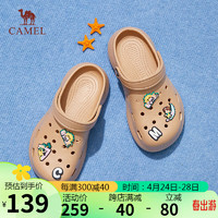 骆驼（CAMEL）洞洞鞋女潮搭装饰一鞋两穿平跟凉拖鞋 L24M071669 杏色 38