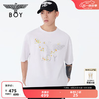 BOY LONDON24春夏男女同款短袖logo洋甘菊印花潮牌T恤N01075 白色 M