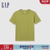 Gap女装2024夏季logo罗纹圆领短袖T恤简约百搭显瘦上衣476750 绿色 165/84A(M) 亚洲尺码