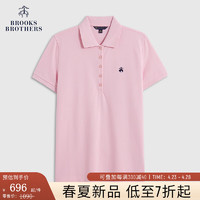 布克兄弟（BrooksBrothers）女士24春夏美式棉质翻领针织Polo衫 B655-深粉色 L