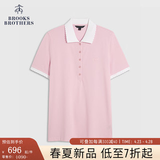 Brooks Brothers BrooksBrothers）女士24早春花边简约短袖针织Polo衫 B655-粉色 L