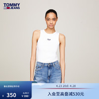 TOMMY JEANS  24春季女装美式街头刺绣螺纹针织修身内搭背心17838 白色YBR XS