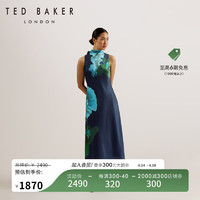 Ted Baker2024春夏女士高领印花绑带无袖连衣裙新中式长裙274164A 藏青色 3