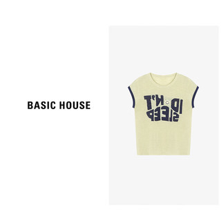 Basic House/百家好T恤女时尚休闲夏季印花无袖-B0624H5S362 粉绿 L120-130斤