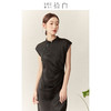 SHIBAI拾白新中式竹叶连衣裙日常改良旗袍年轻款高端气质黑色长裙
