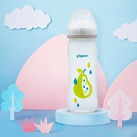 Pigeon 贝亲 自然实感宽口径硅橡胶护层彩绘奶瓶  梨 M码奶嘴 240ml