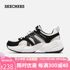 SKECHERS 斯凯奇 女鞋夏季新款网面透气运动鞋轻便休闲鞋厚底增高老爹鞋 078-黑色/白色 38