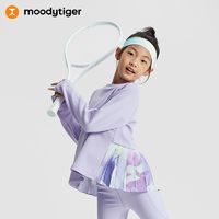 百亿补贴：moodytiger 儿童卫衣女童秋季新款圆领宽松个性拼接百褶长袖套头衫