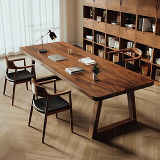 欧丽雅南美胡桃木实木书桌椅组合家用去客厅化大板桌办公室泡茶台茶桌子 广岛椅*1张